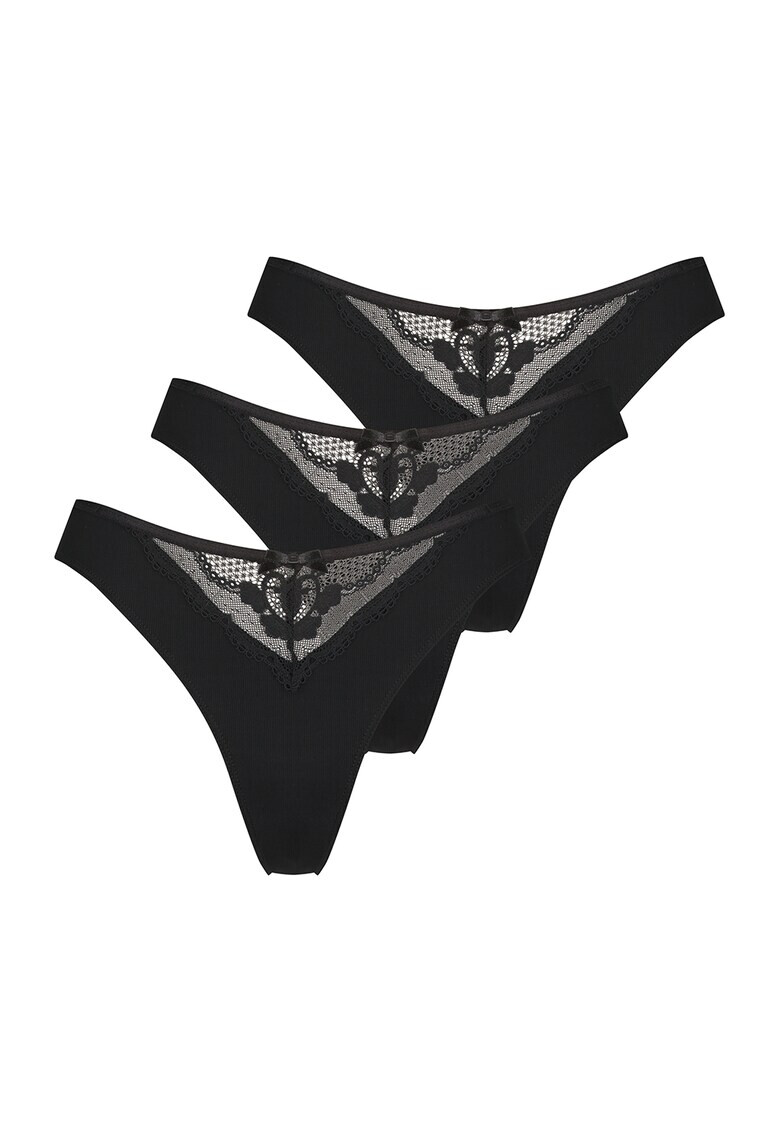 Hunkemoller Set de chiloti tanga cu detaliu de dantela Nadine - 3 perechi - Pled.ro