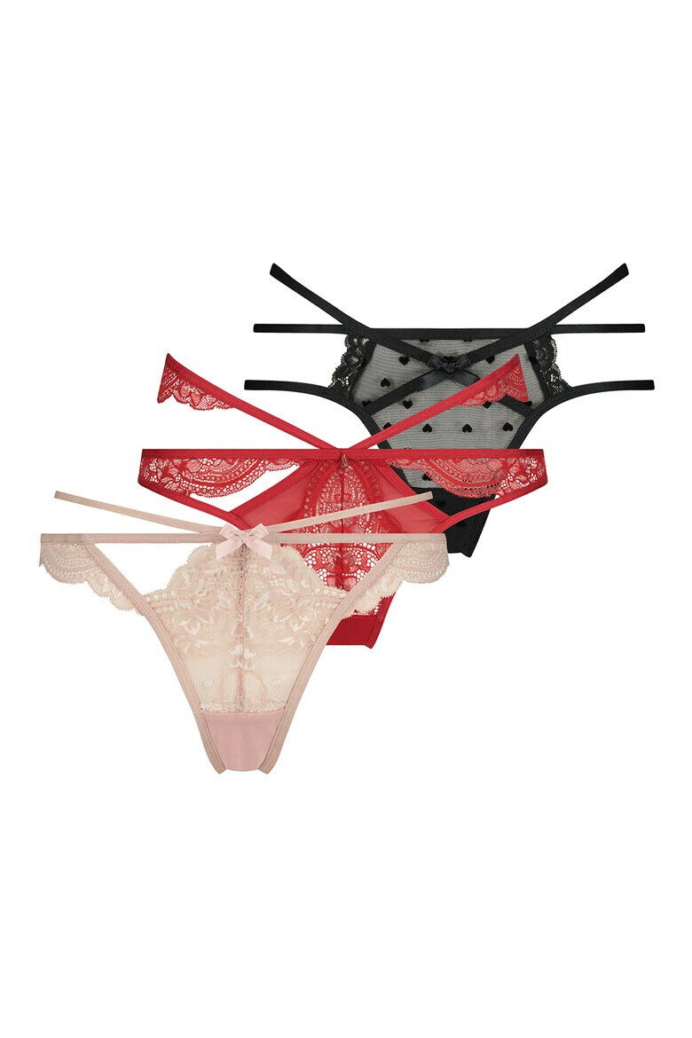 Hunkemoller Set de chiloti tanga cu garnituri de dantela -3 perechi - Pled.ro