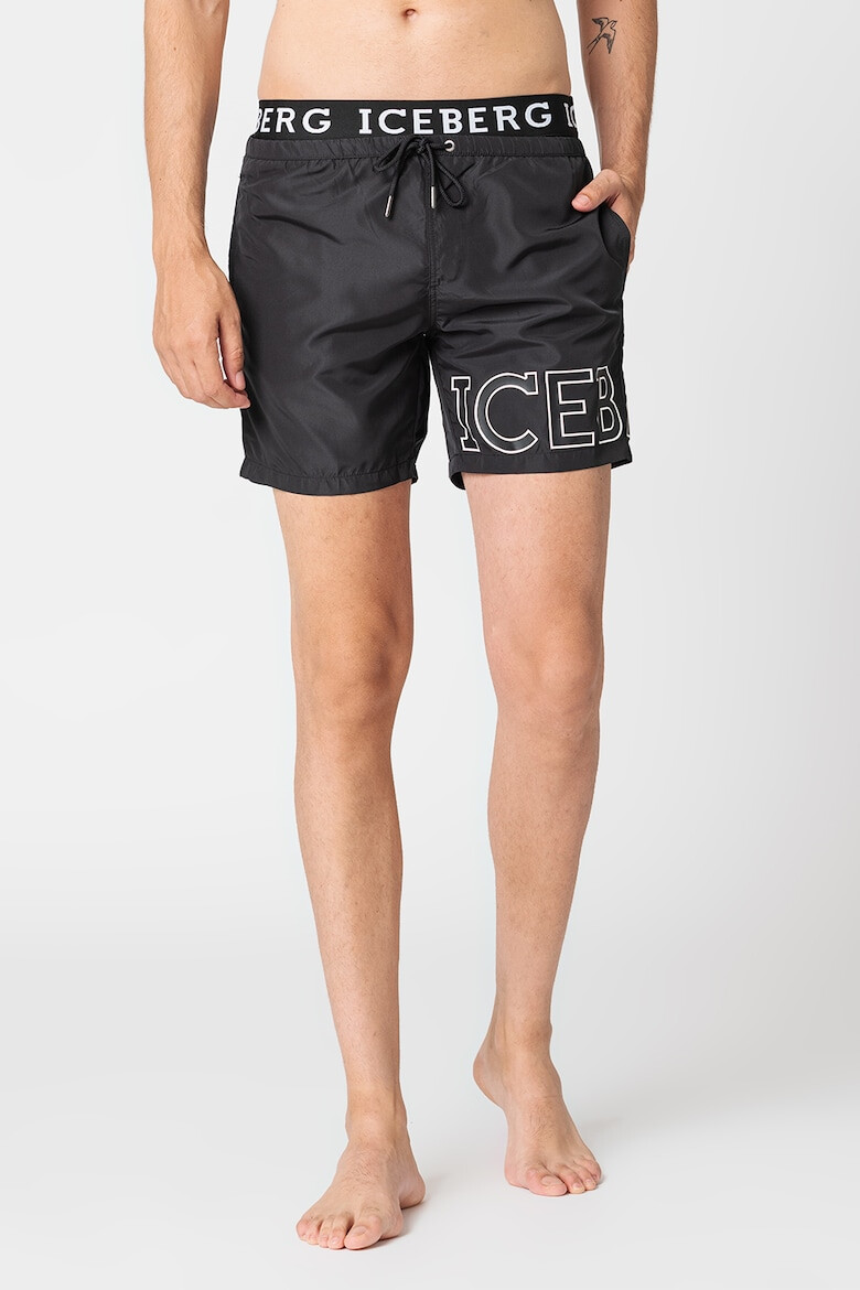 Iceberg Pantaloni scurti de baie cu banda elastica cu logo - Pled.ro