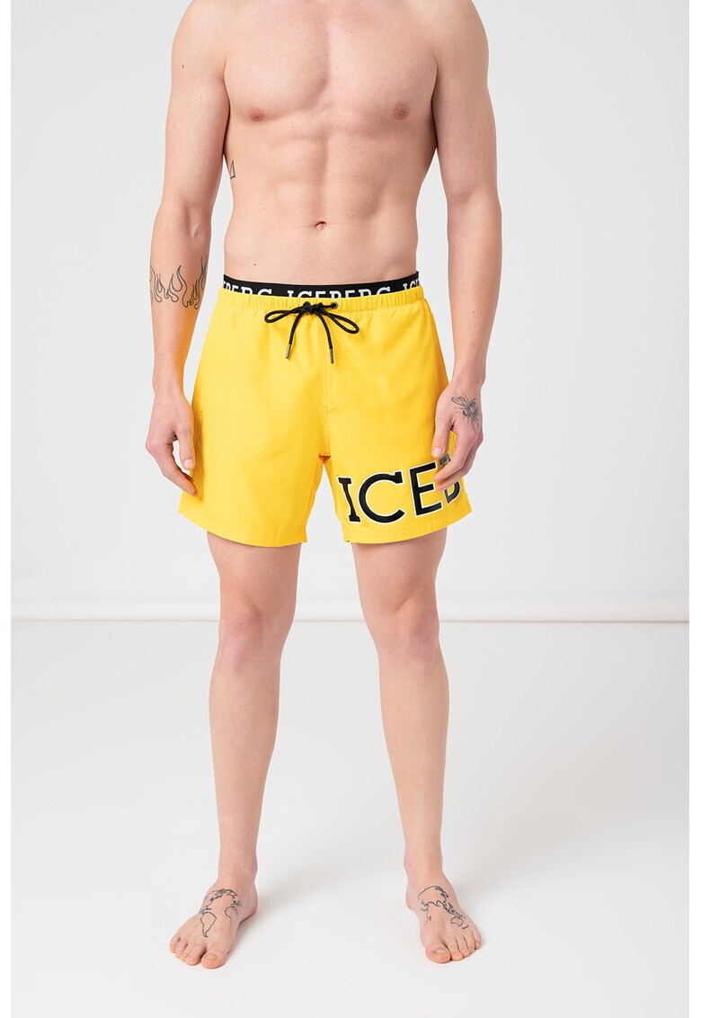 Iceberg Pantaloni scurti de baie cu imprimeu logo - Pled.ro