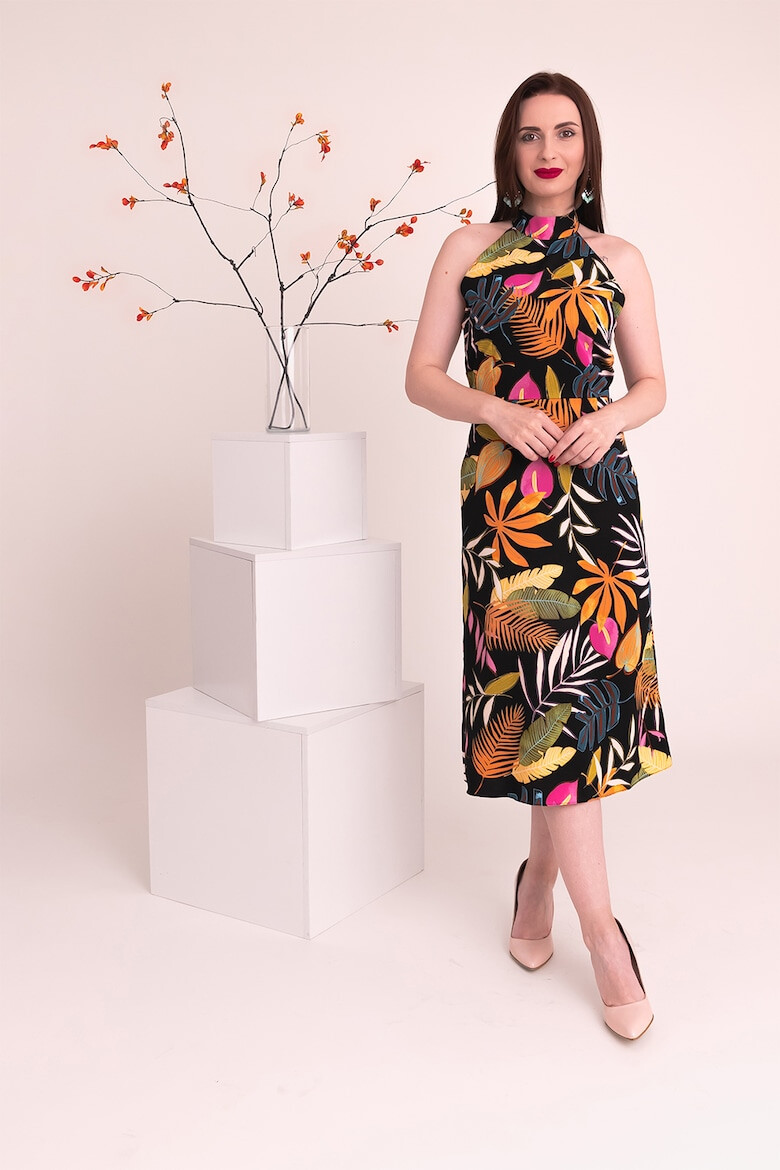 Ilona Andreoiu Rochie midi cu imprimeu tropical Mia - Pled.ro