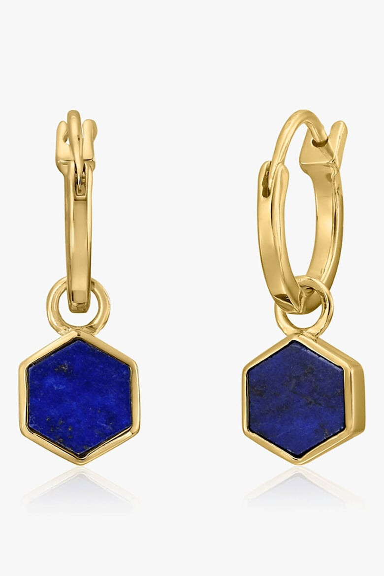 INDIRA Cercei placati cu 2 microni de aur de 14K si decorati cu lapis lazuli - Pled.ro