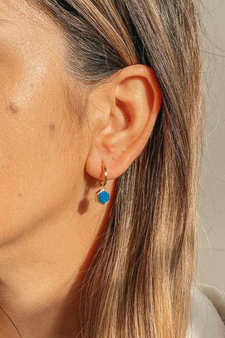 INDIRA Cercei placati cu 2 microni de aur de 14K si decorati cu lapis lazuli - Pled.ro