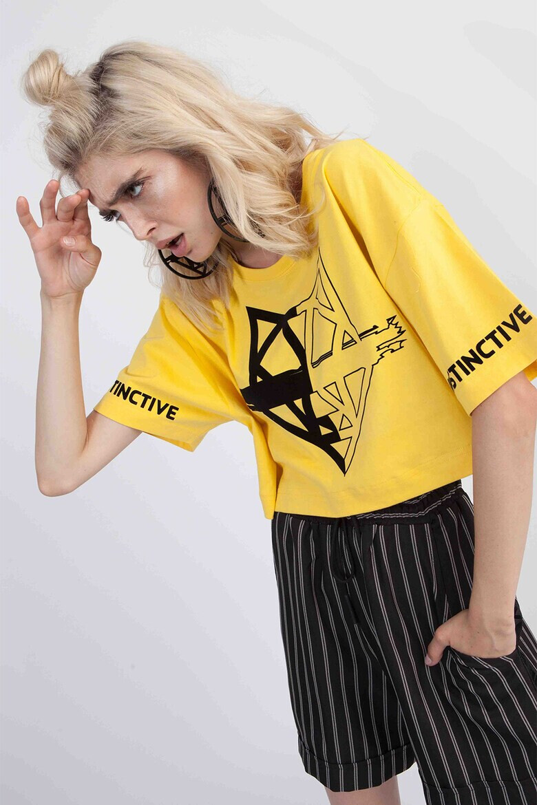 Instinctive Tricou crop cu imprimeu grafic - Pled.ro