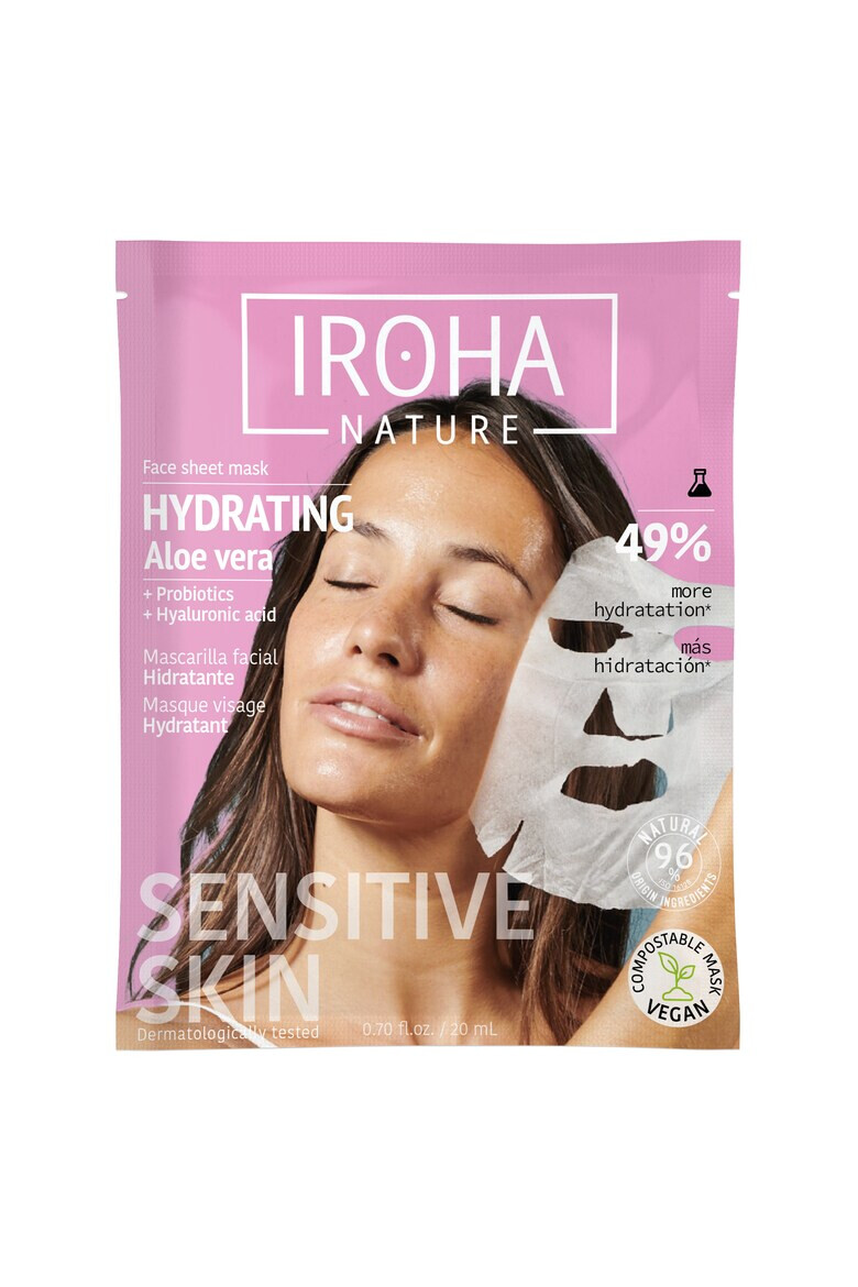 IROHA NATURE Masca pentru ten Aloe Vera + Green Tea + Ginseng + HA - Pled.ro