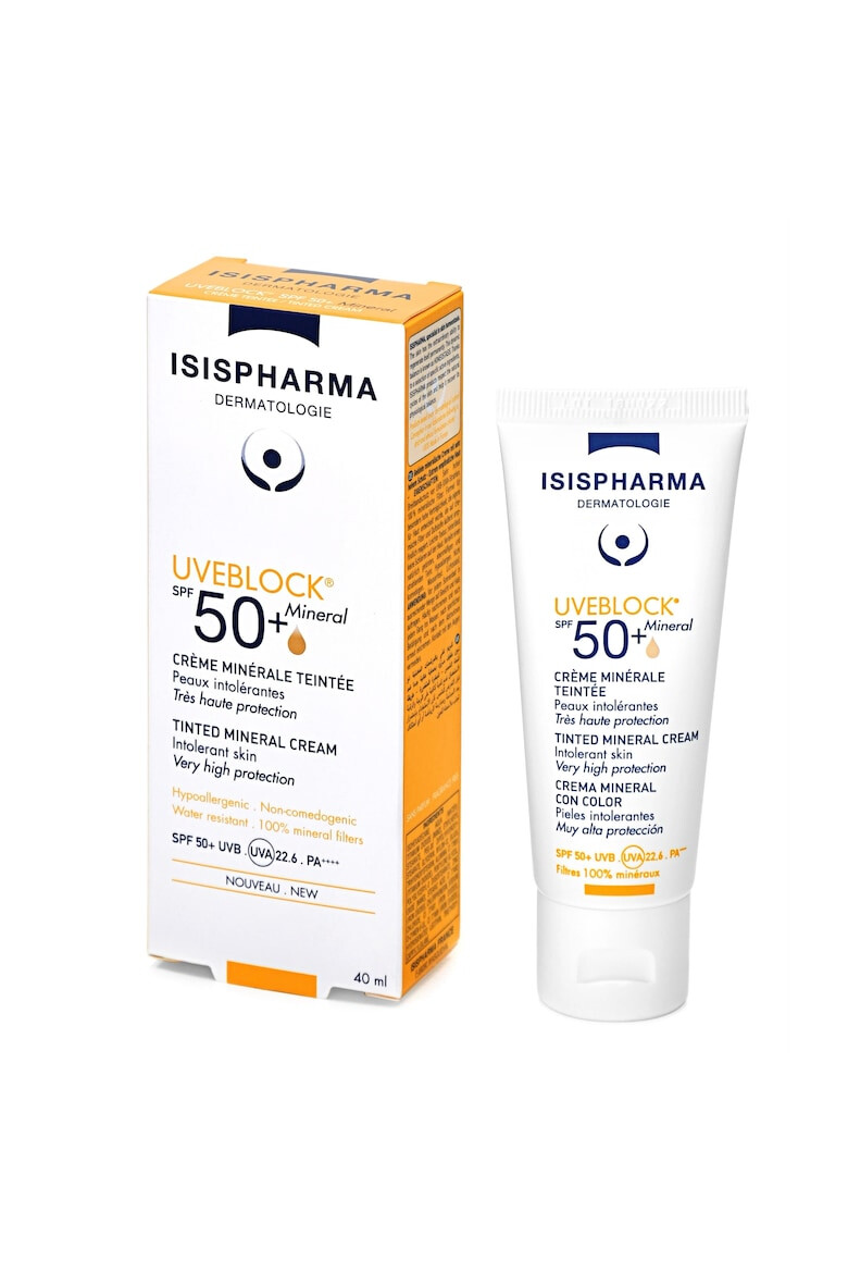 Isis Pharma Crema nuantatoare cu protectie solara minerala UVEBLOCK® SPF 50+ Tinted Mineral Cream 40 ml - Pled.ro