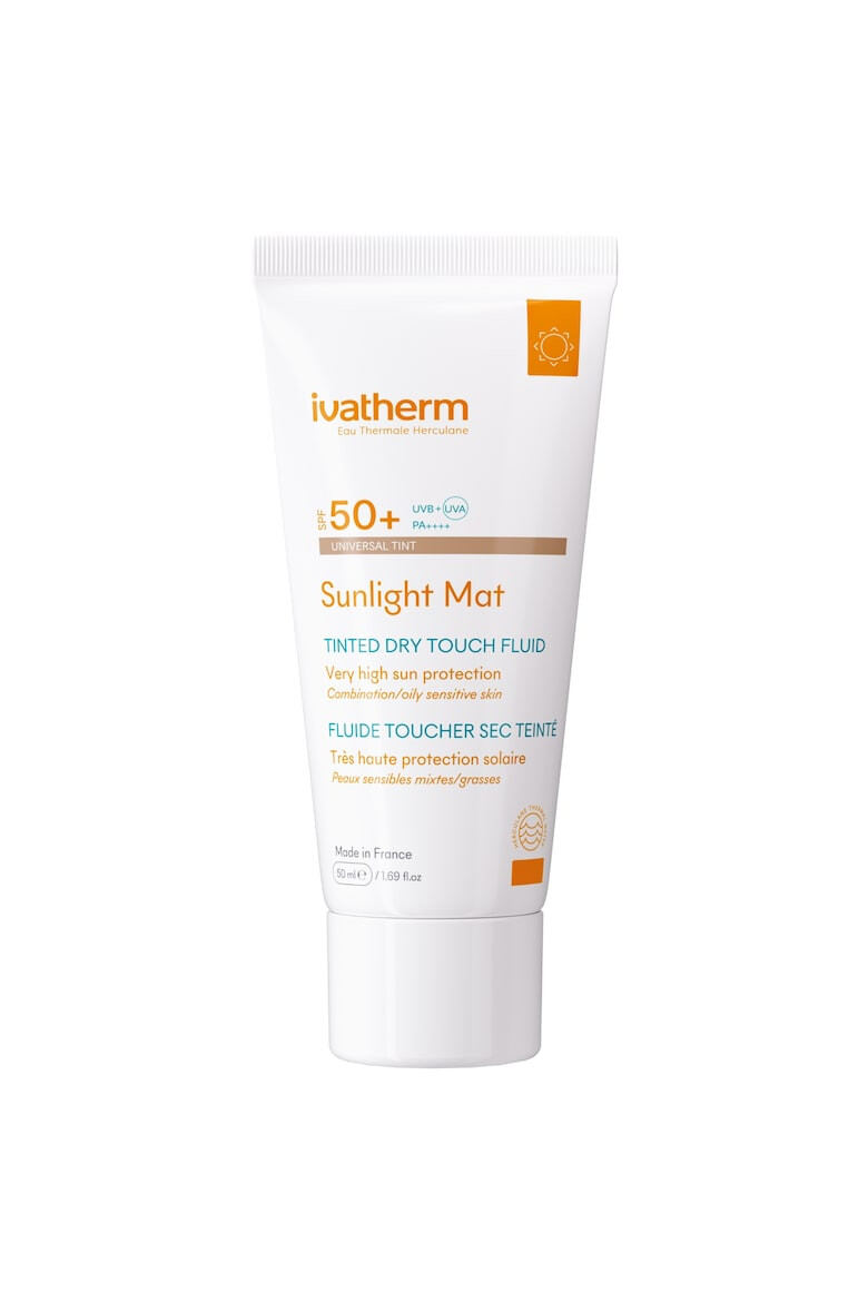 Ivatherm Crema cu protectie solara Tinted Dry Touch SPF 50+ Sunlight Mat 50 ml - Pled.ro