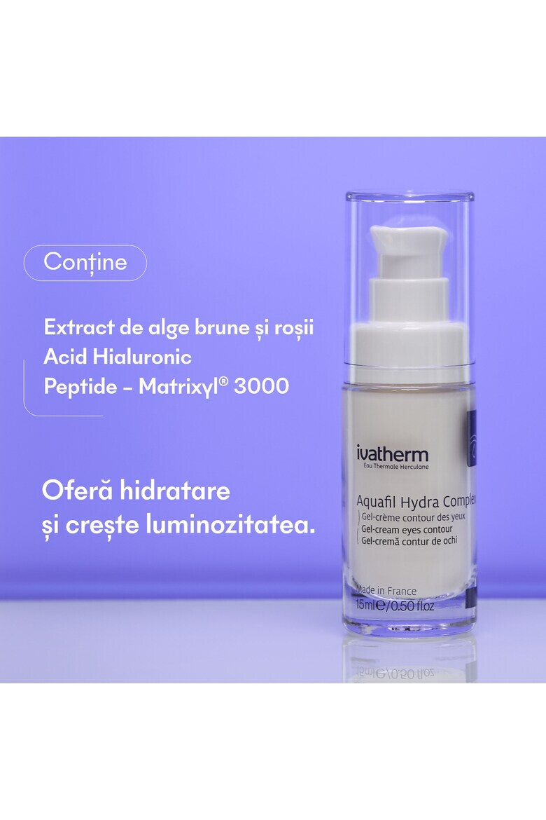 Ivatherm Crema hidratanta contur ochi Aquafil Hydra Complex Gel cu acid hialuronic si peptide efect regenerator 15ml - Pled.ro