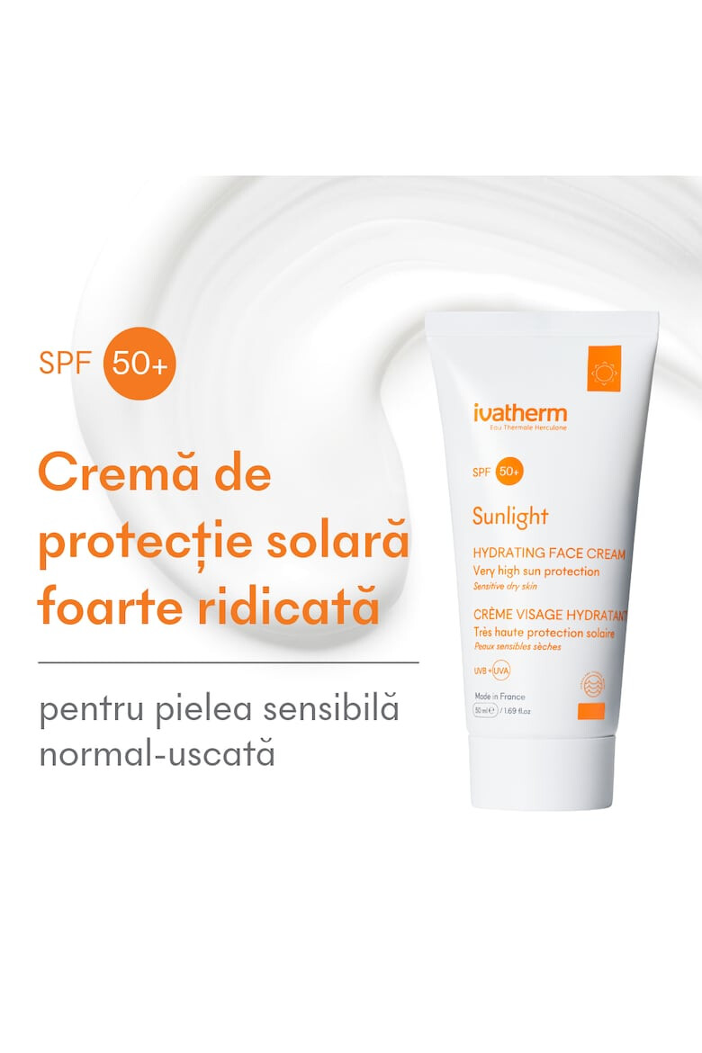 Ivatherm Crema protectie solara pentru fata SPF 50+ Sunlight pentru piele sensibila si uscata 50 ml - Pled.ro