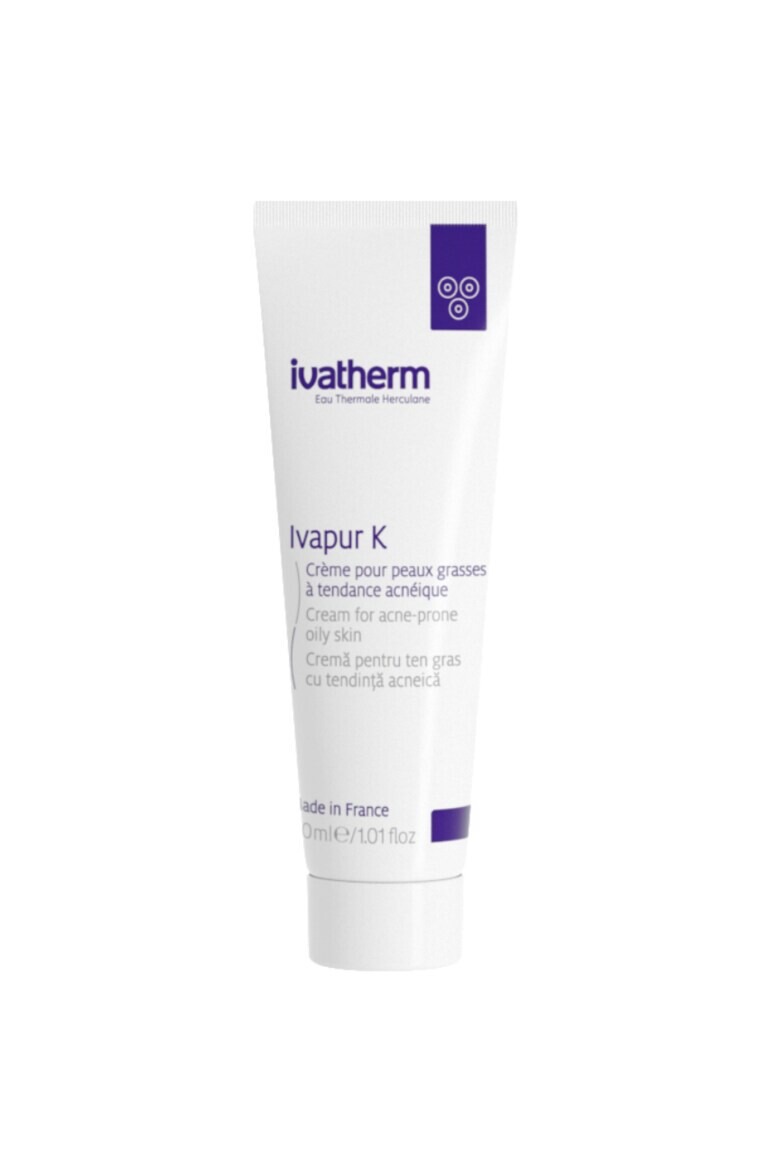 Ivatherm Crema seboregulatoare Ivapur K pentru ten gras cu tendinta acneica 30ml - Pled.ro