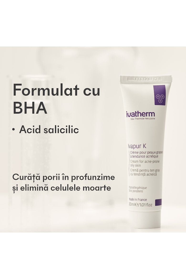 Ivatherm Crema seboregulatoare Ivapur K pentru ten gras cu tendinta acneica 30ml - Pled.ro