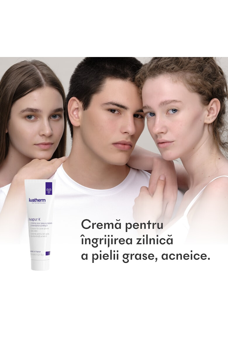 Ivatherm Crema seboregulatoare Ivapur K pentru ten gras cu tendinta acneica 30ml - Pled.ro