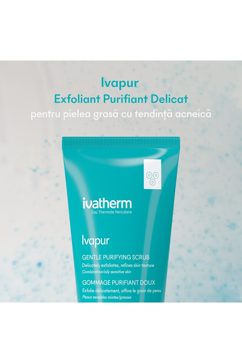 Ivatherm Gel exfoliant purifiant Ivapur cu acid glicolic pentru piele mixta grasa cu acnee 100 ml - Pled.ro