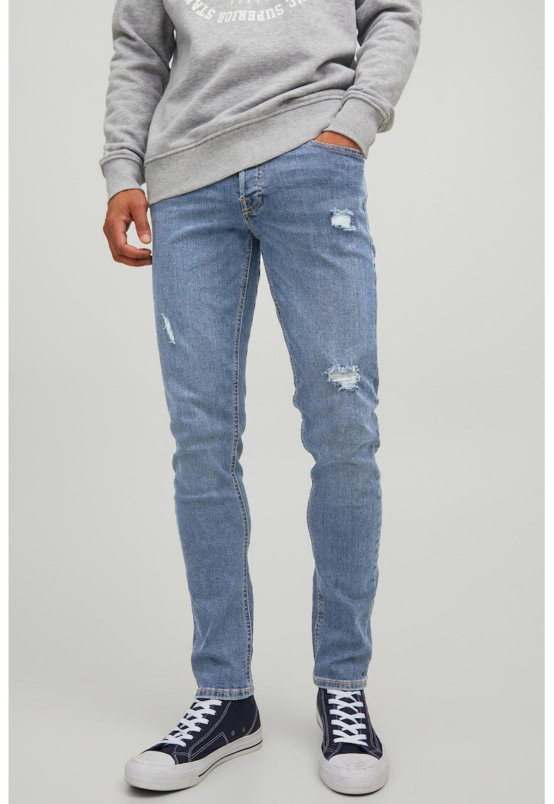 Jack & Jones Blugi slim fit cu nasturi si detalii cu aspect deteriorat - Pled.ro