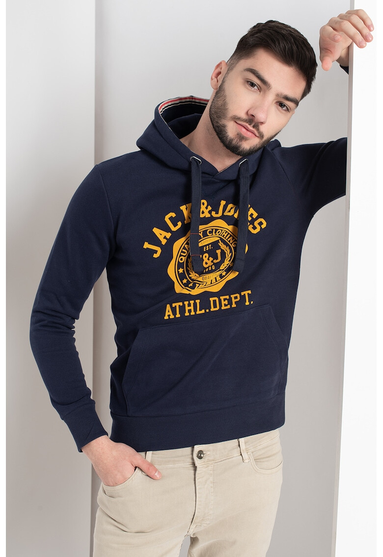 Jack&Jones Hanorac regular fit cu imprimeu logo Flock - Pled.ro