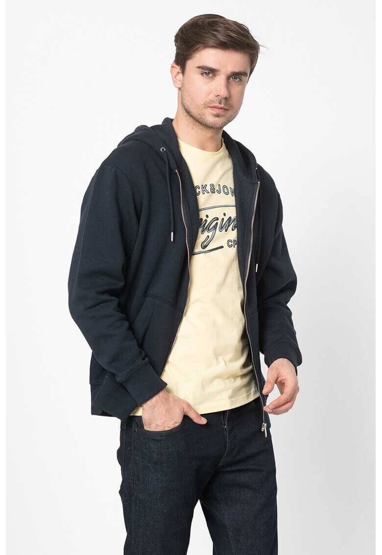 Jack&Jones Hanorac relaxed fit cu captuseala din fleece si fermoar - Pled.ro