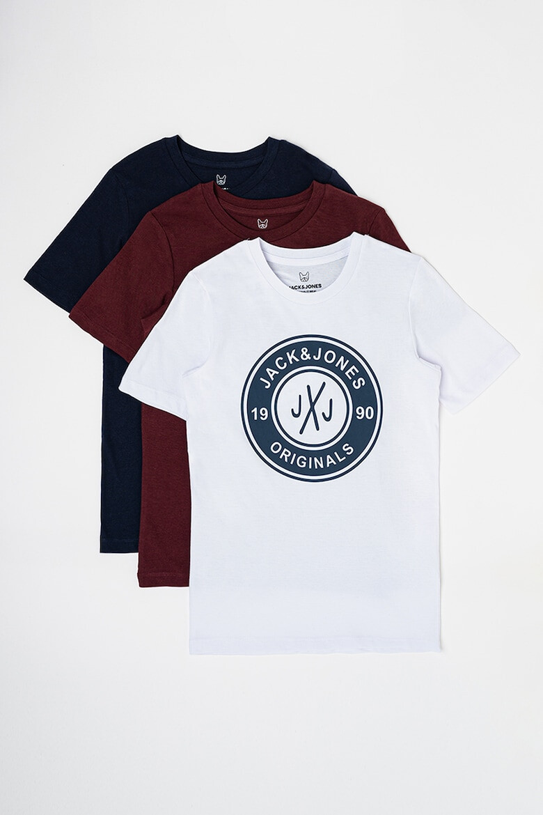 Jack & Jones Set de tricouri cu decolteu la baza gatului si imprimeu logo - 3 piese - Pled.ro