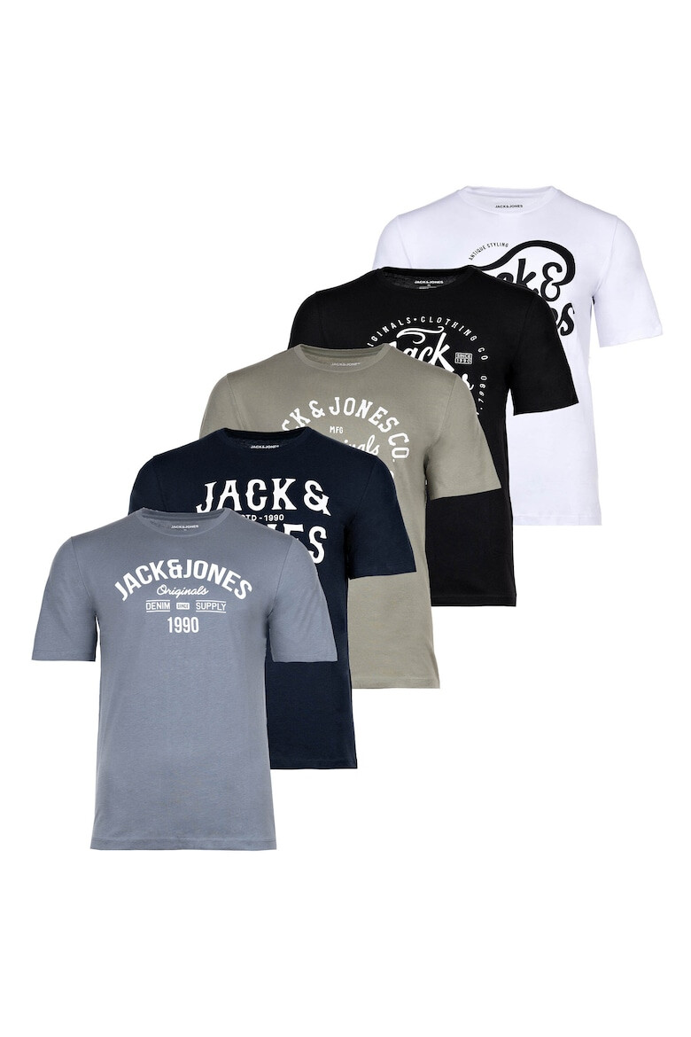 Jack & Jones Set de tricouri cu imprimeu logo Leogra - 5 piese - Pled.ro