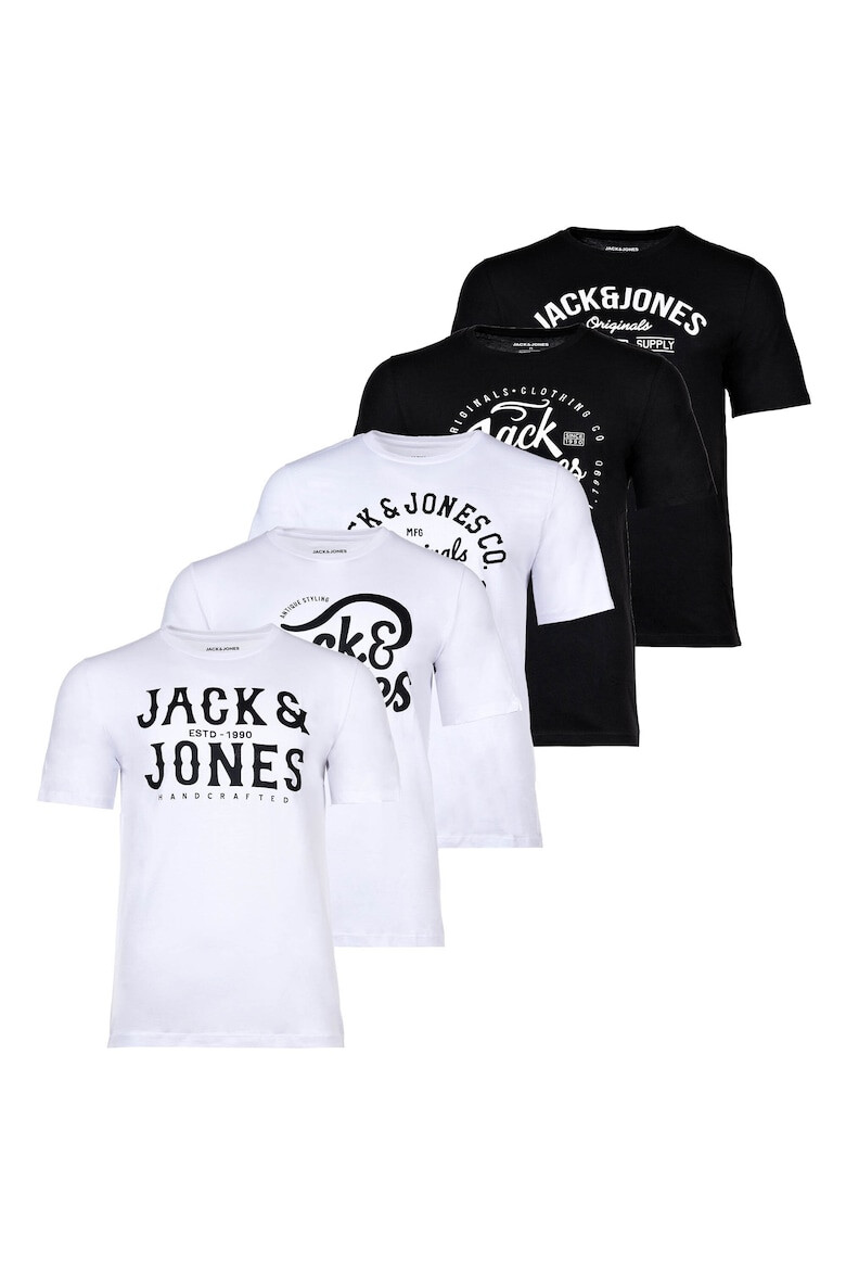 Jack & Jones Set de tricouri cu imprimeu logo Leogra - 5 piese - Pled.ro