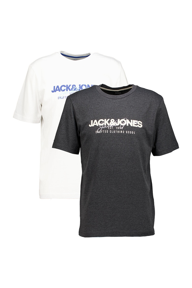 Jack & Jones Set de tricouri din bumbac cu decolteu la baza gatului si imprimeu logo - 2 piese - Pled.ro