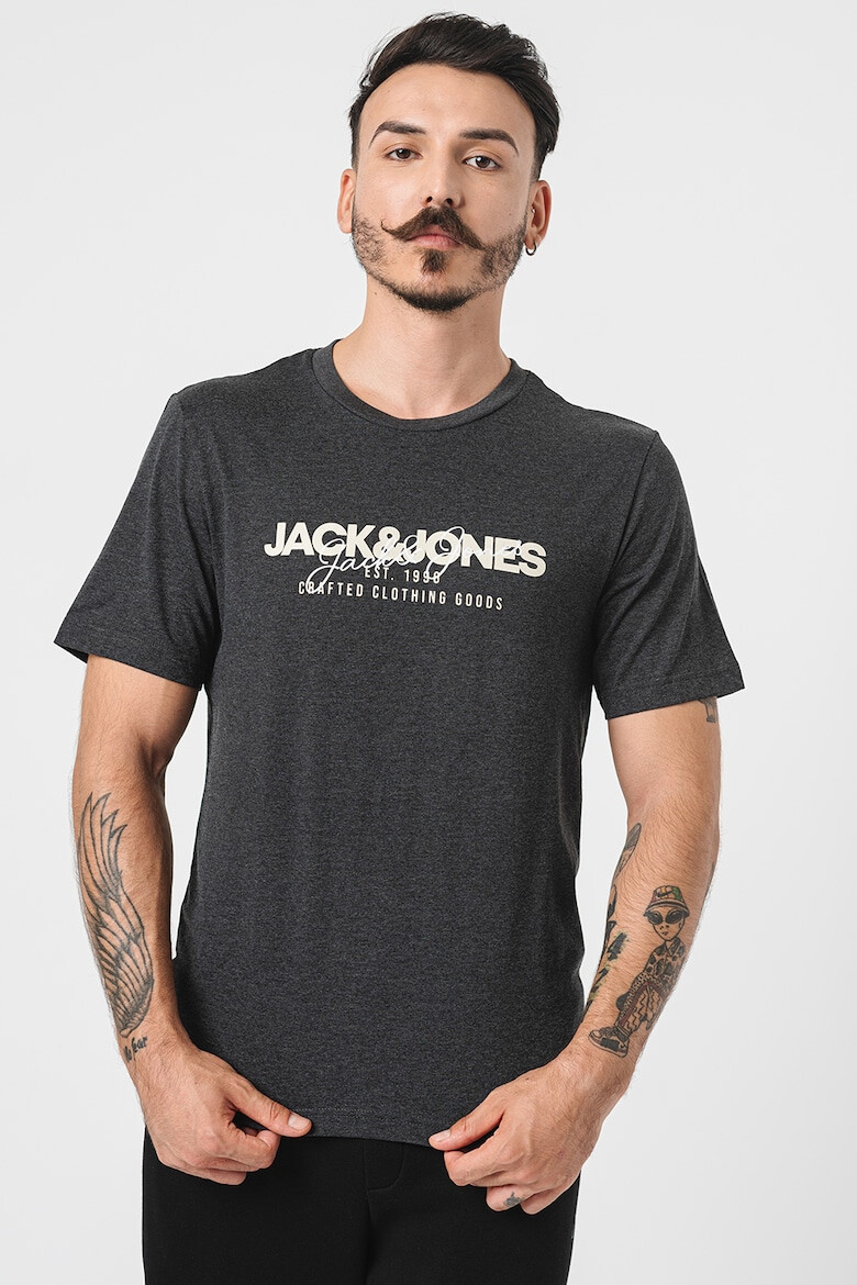 Jack & Jones Set de tricouri din bumbac cu decolteu la baza gatului si imprimeu logo - 2 piese - Pled.ro