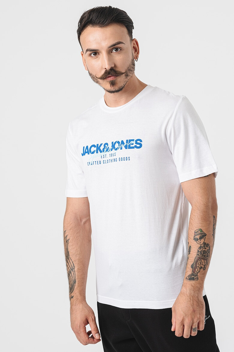 Jack & Jones Set de tricouri din bumbac cu decolteu la baza gatului si imprimeu logo - 2 piese - Pled.ro