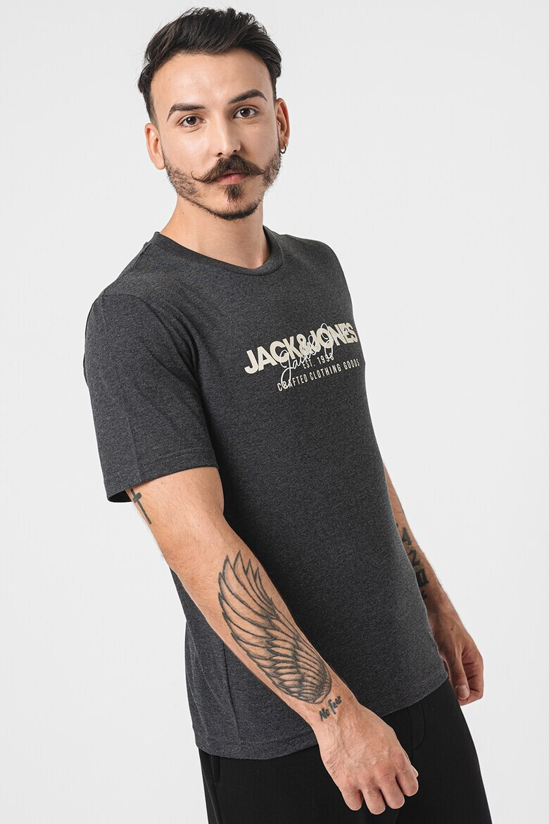 Jack & Jones Set de tricouri din bumbac cu decolteu la baza gatului si imprimeu logo - 2 piese - Pled.ro