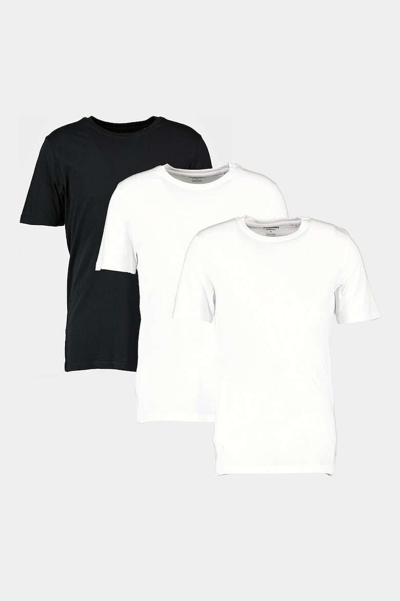 Jack & Jones Set de tricouri din bumbac organic cu decolteu la baz gatului - 3 piese - Pled.ro