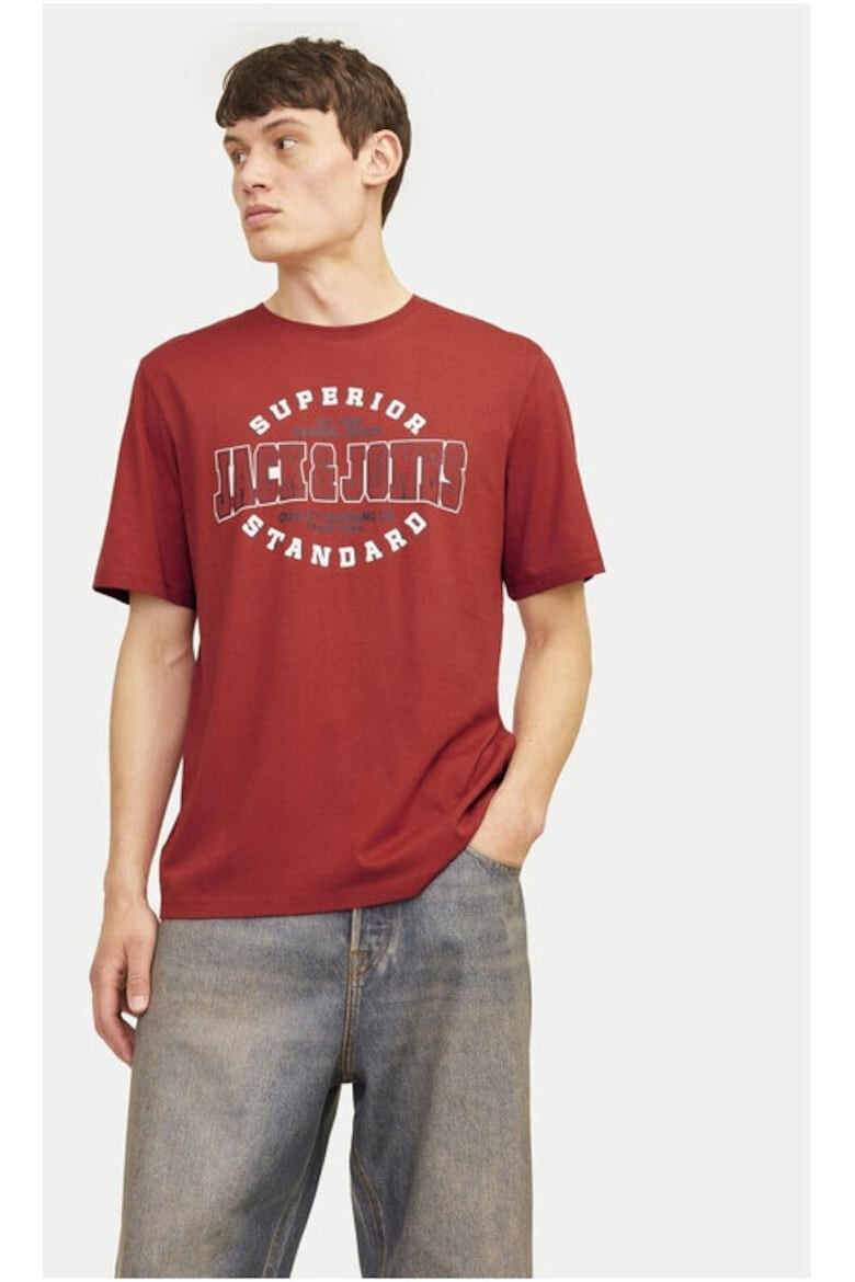 Jack & Jones Tricou barbati 617386 Rosu Bumbac - Pled.ro