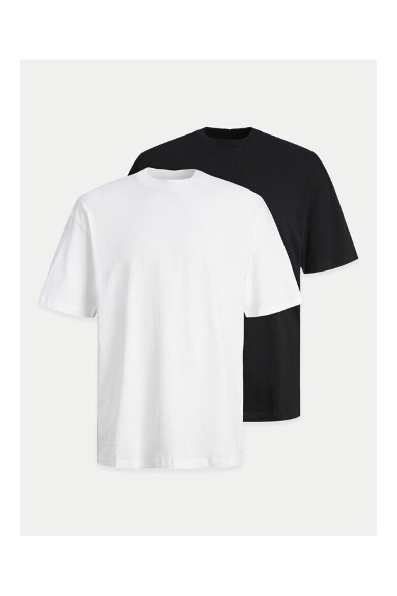 Jack & Jones Tricou barbati 618338 Negru/Alb Bumbac - Pled.ro