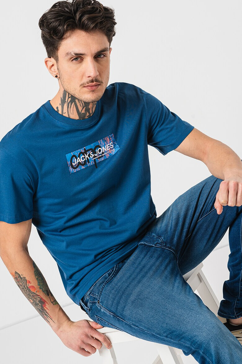 Jack & Jones Tricou cu decolteu la baza gatului si imprimeu logo - Pled.ro