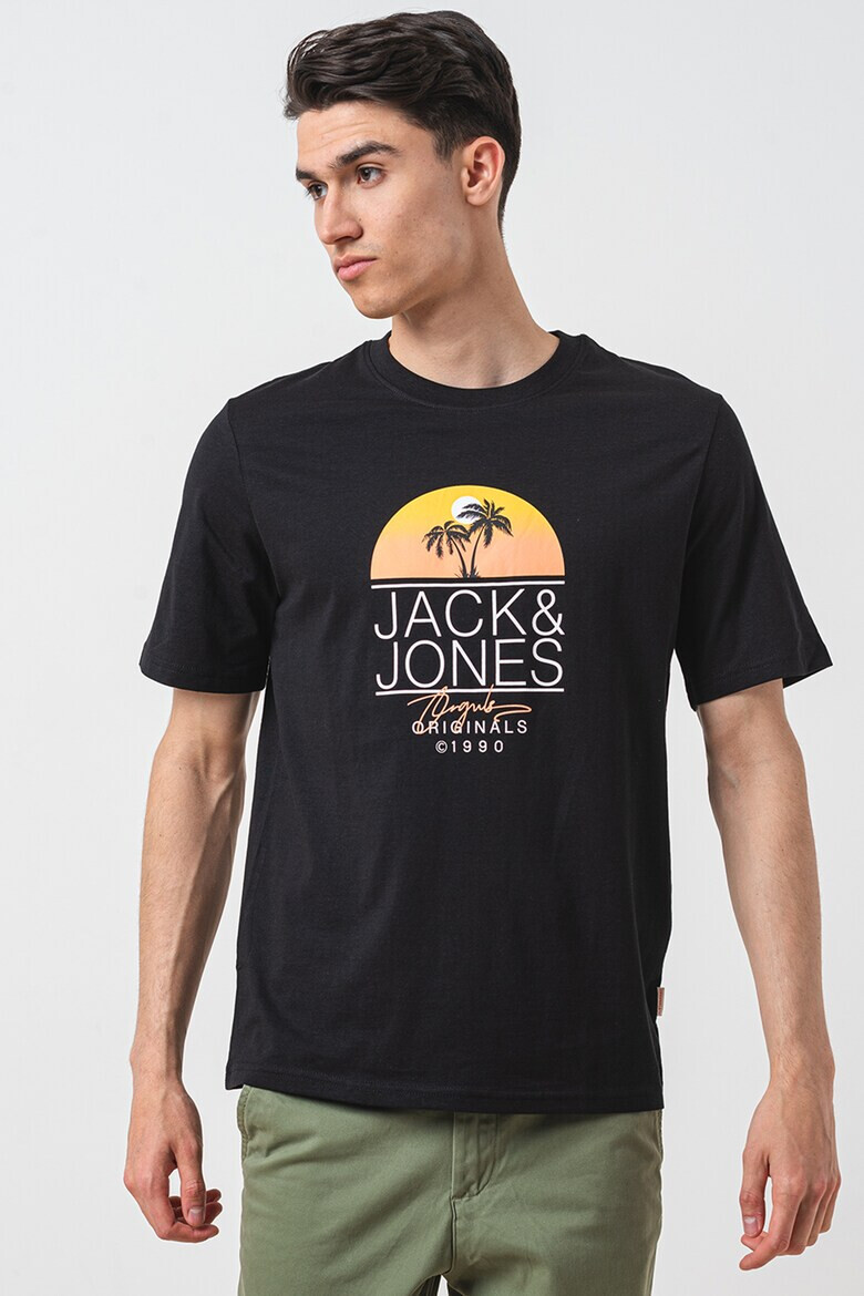 Jack & Jones Tricou cu decolteu la baza gatului si imprimeu logo - Pled.ro