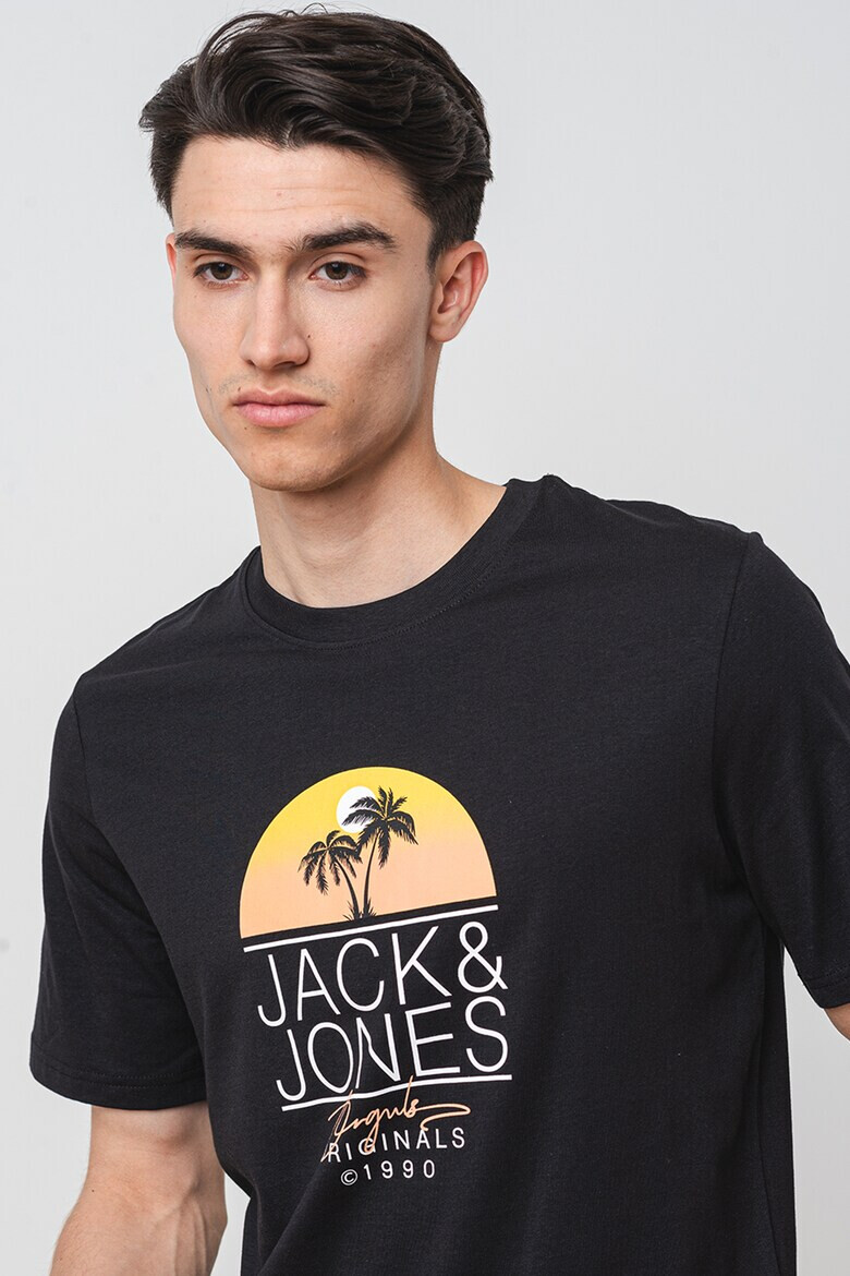 Jack & Jones Tricou cu decolteu la baza gatului si imprimeu logo - Pled.ro