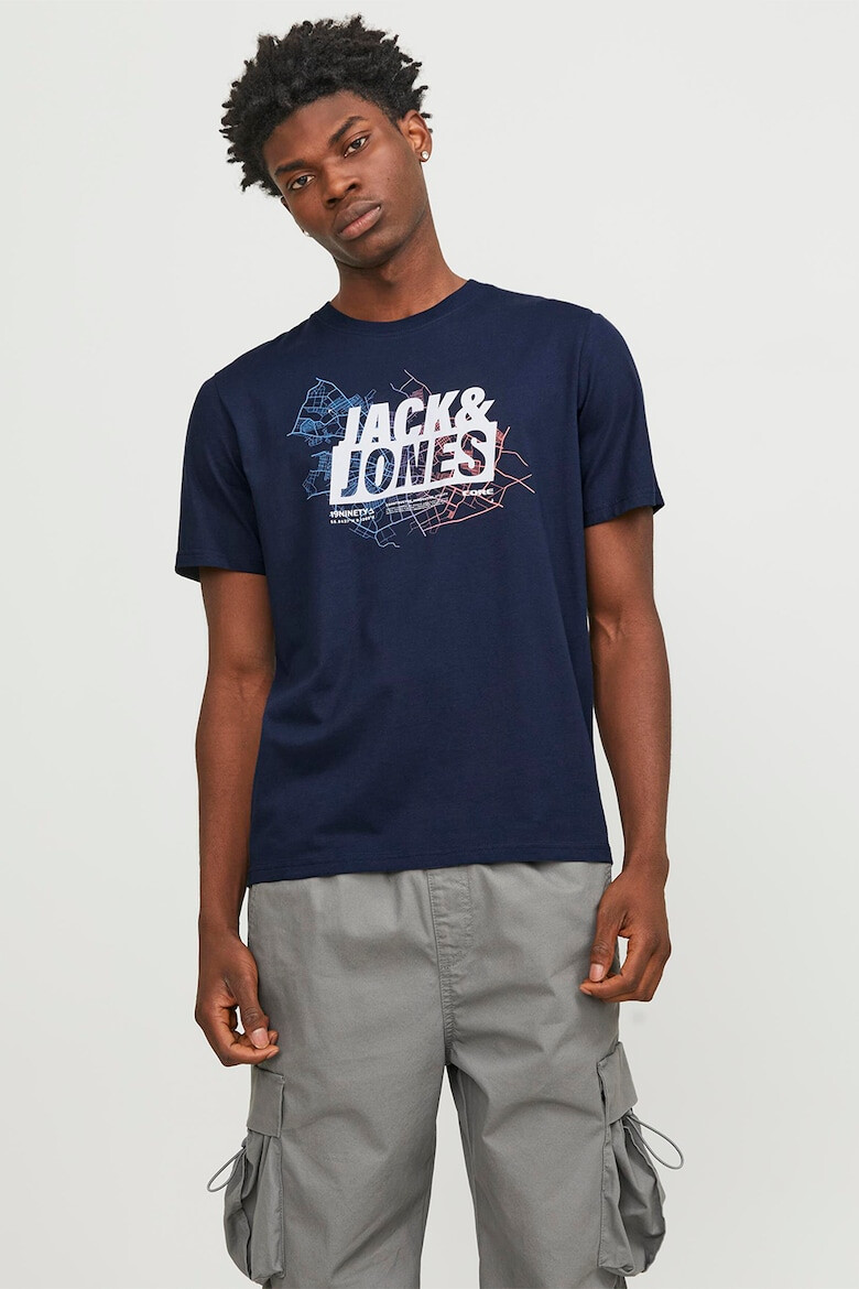 Jack & Jones Tricou cu decolteu la baza gatului si imprimeu logo - Pled.ro