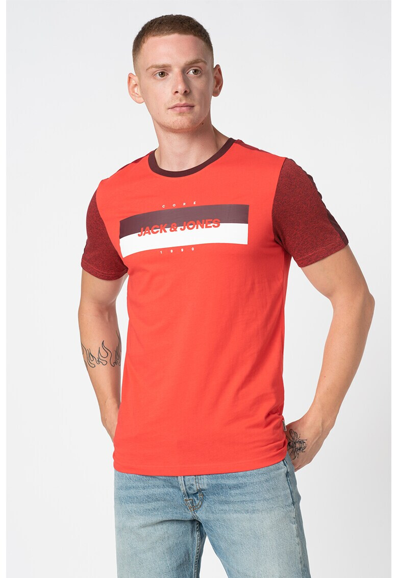 Jack&Jones Tricou cu decolteu la baza gatului si imprimeu logo - Pled.ro