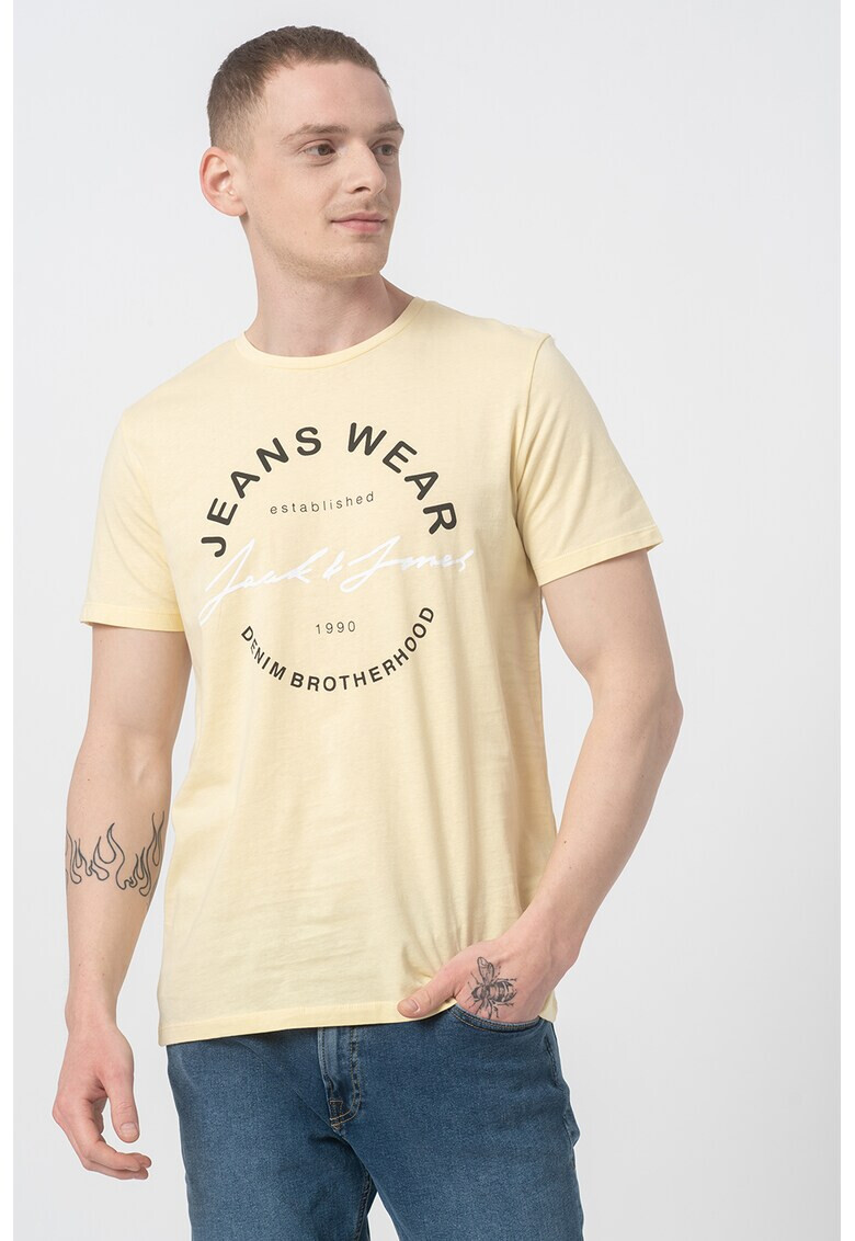 Jack & Jones Tricou cu decolteu la baza gatului si logo Moon - Pled.ro