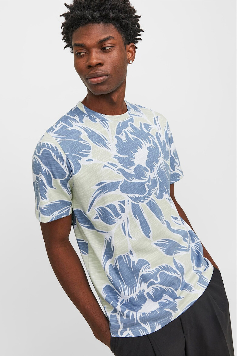 Jack & Jones Tricou cu model floral si decolteu la baza gatului - Pled.ro