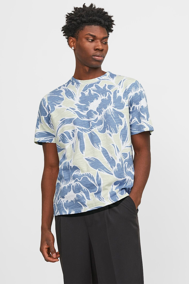 Jack & Jones Tricou cu model floral si decolteu la baza gatului - Pled.ro