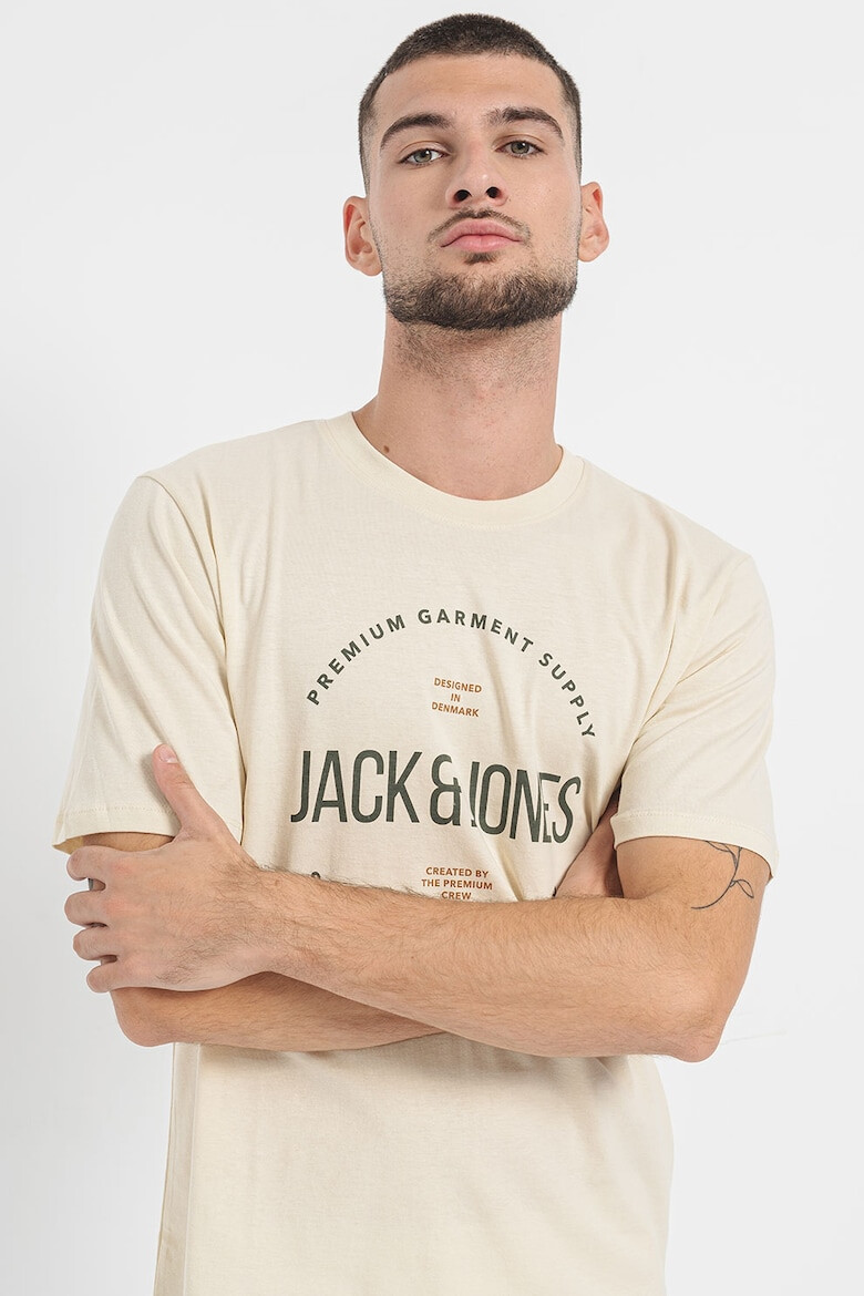 Jack & Jones Tricou de bumbac cu decolteu la baza gatului si imprimeu logo - Pled.ro