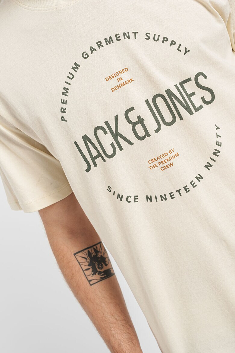 Jack & Jones Tricou de bumbac cu decolteu la baza gatului si imprimeu logo - Pled.ro