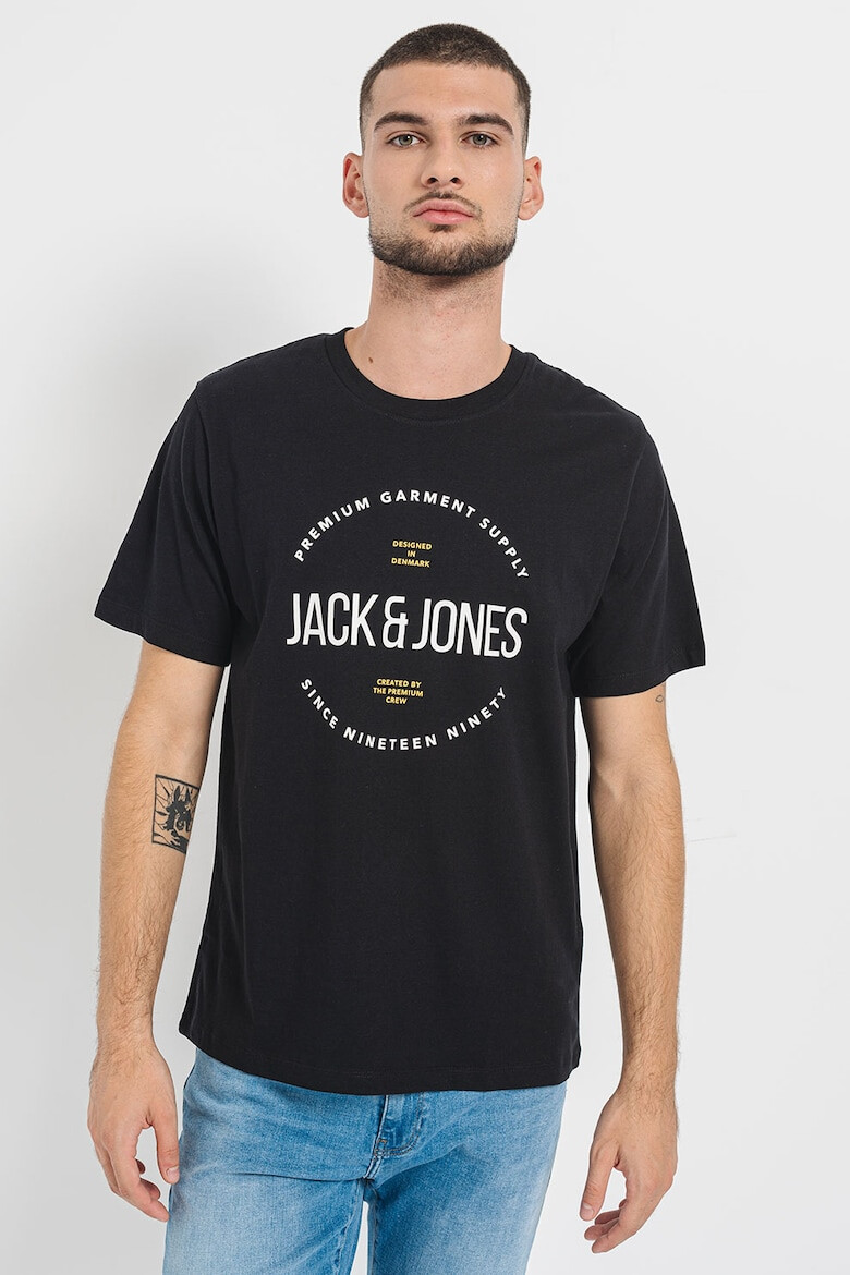 Jack & Jones Tricou de bumbac cu decolteu la baza gatului si imprimeu logo - Pled.ro