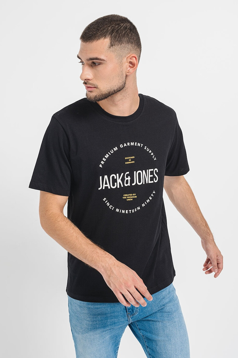 Jack & Jones Tricou de bumbac cu decolteu la baza gatului si imprimeu logo - Pled.ro