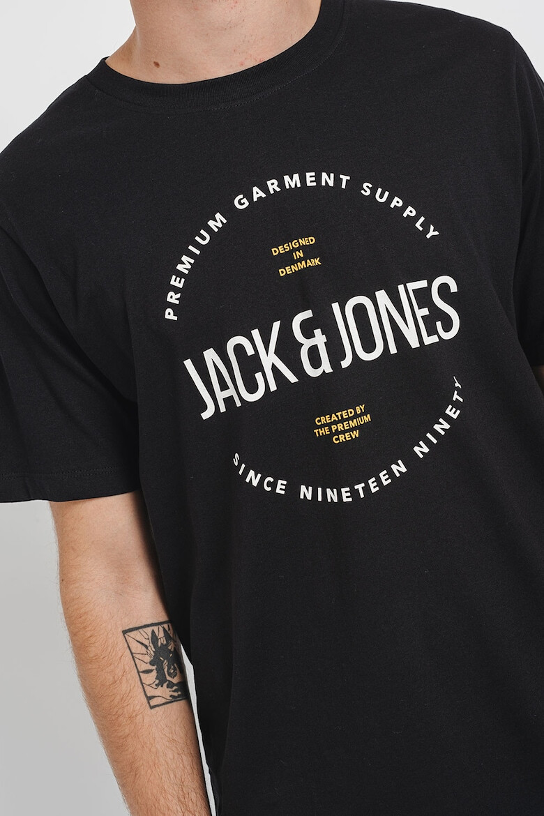 Jack & Jones Tricou de bumbac cu decolteu la baza gatului si imprimeu logo - Pled.ro