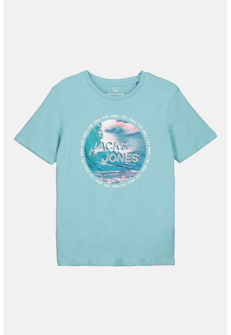 Jack & Jones Tricou de bumbac cu imprimeu Alb Albastru aquamarine - Pled.ro