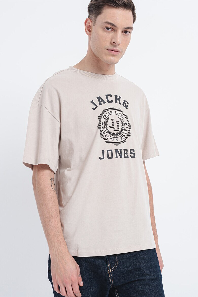 Jack & Jones Tricou din bumbac cu decolteu la baza gatului si imprimeu logo - Pled.ro