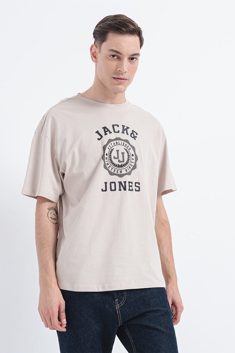 Jack & Jones Tricou din bumbac cu decolteu la baza gatului si imprimeu logo - Pled.ro