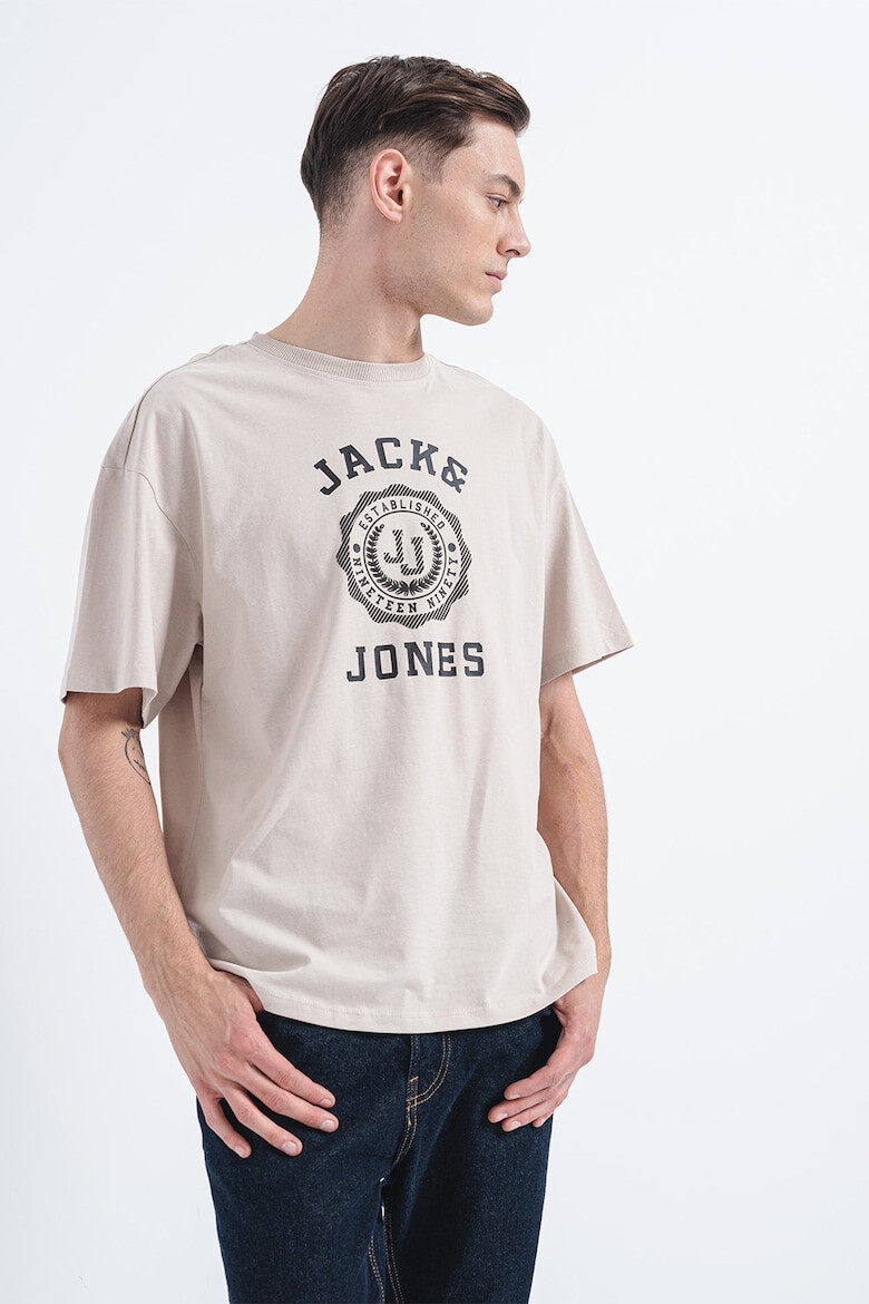 Jack & Jones Tricou din bumbac cu decolteu la baza gatului si imprimeu logo - Pled.ro