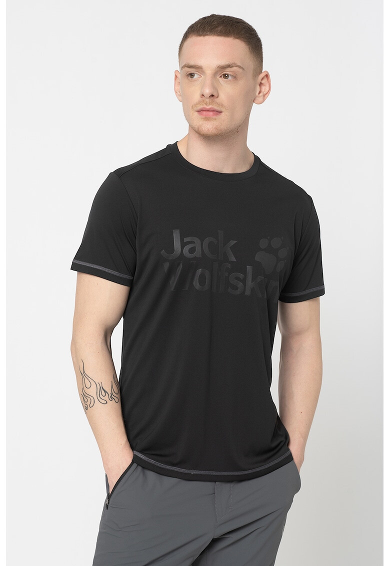 Jack Wolfskin Tricou cu imprimeu logo supradimensionat si cauciucat pentru fitness Sierra - Pled.ro