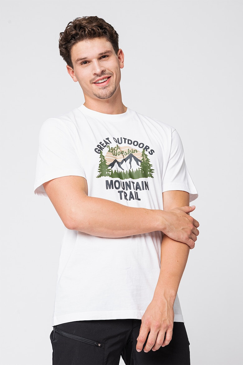 Jack Wolfskin Tricou de bumbac organic cu imprimeu Jw Mountain - Pled.ro