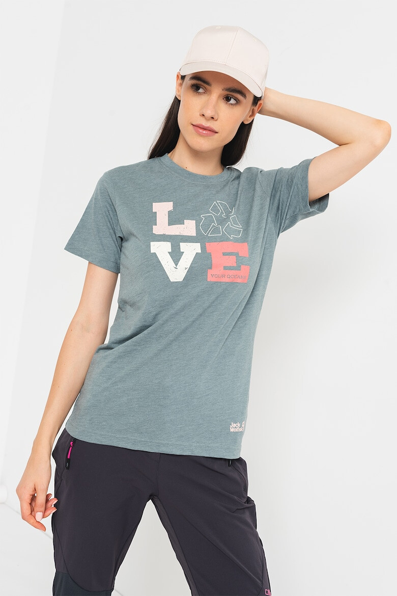 Jack Wolfskin Tricou de bumbac organic cu text Ocean Love - Pled.ro